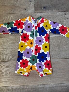 Hanna Andersson Multicolor Floral Zip Rash guard one piece swimsuit toddler